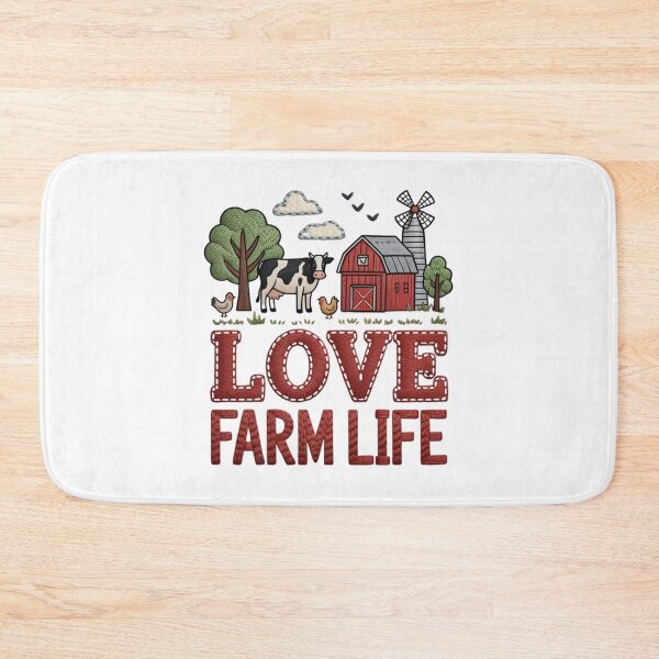 Item preview, Whimsical Faux Embroidery Love Farm Life Art - Rustic Barnyard Landscape Design designed and sold by Picasfarmer.