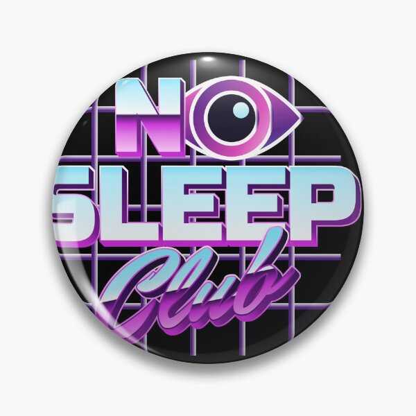 Item preview, No Sleep Club Retro 80s Neon Synthwave Chrome Eye Grid Typography Art designed and sold by DERA RAY.