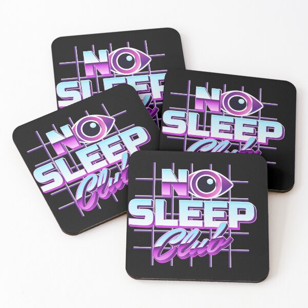 Item preview, No Sleep Club Retro 80s Neon Synthwave Chrome Eye Grid Typography Art designed and sold by DERA RAY.
