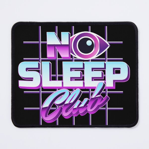 Item preview, No Sleep Club Retro 80s Neon Synthwave Chrome Eye Grid Typography Art designed and sold by DERA RAY.