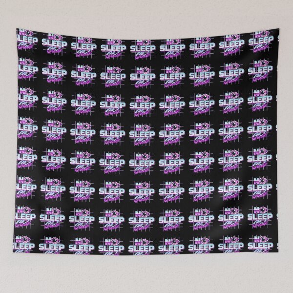 Item preview, No Sleep Club Retro 80s Neon Synthwave Chrome Eye Grid Typography Art designed and sold by DERA RAY.