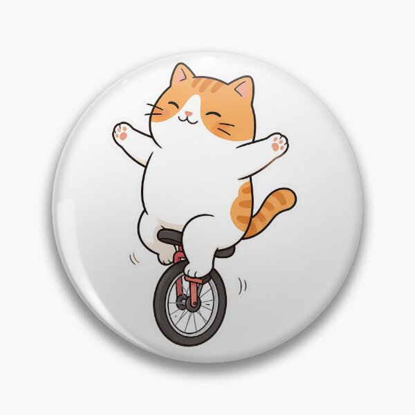 Item preview, Cute Orange Cat Riding Unicycle Kawaii Circus Balance Illustration designed and sold by NoopnyangStudio.