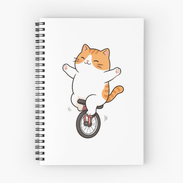 Item preview, Cute Orange Cat Riding Unicycle Kawaii Circus Balance Illustration designed and sold by NoopnyangStudio.