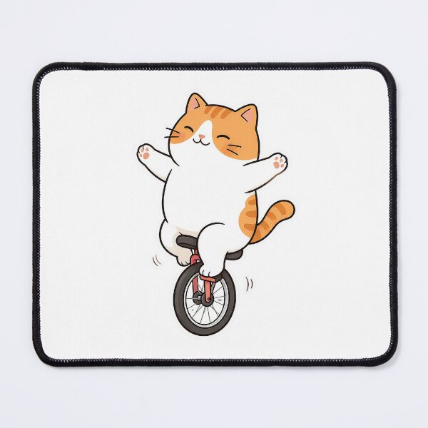 Item preview, Cute Orange Cat Riding Unicycle Kawaii Circus Balance Illustration designed and sold by NoopnyangStudio.