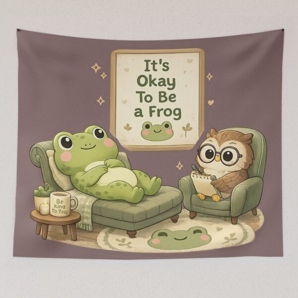 Item preview, We All Need A Little Help — Funny Therapy Frog Gift Sticker Hoodie Mug  designed and sold by irfanshikh.