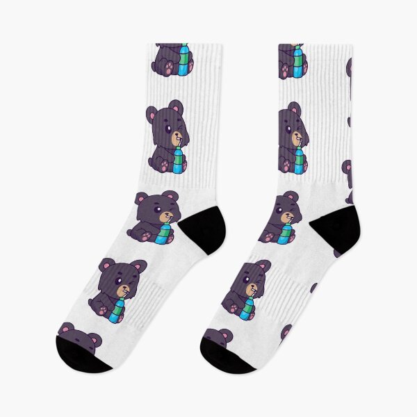 Item preview, Cute Black Bear Drinking Soda Water Cartoon designed and sold by Julieneilw.