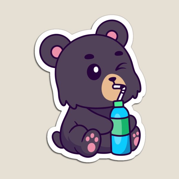 Item preview, Cute Black Bear Drinking Soda Water Cartoon designed and sold by Julieneilw.