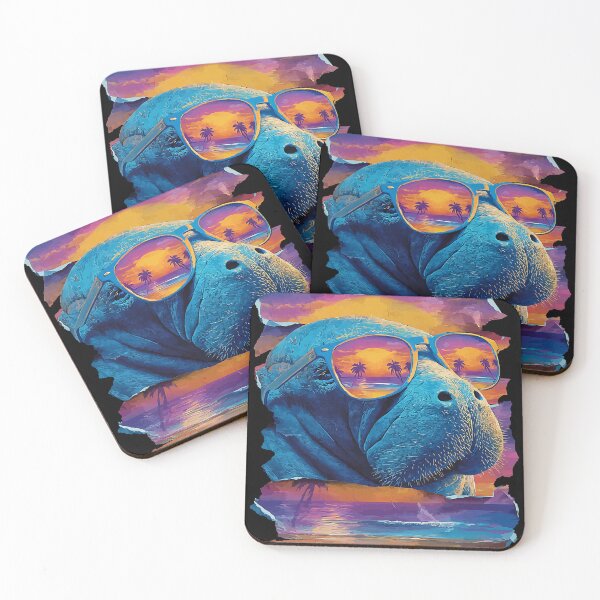 Item preview, Manatee with Sunglasses Sunset Beach Tropical Animal Summer designed and sold by Littermin.