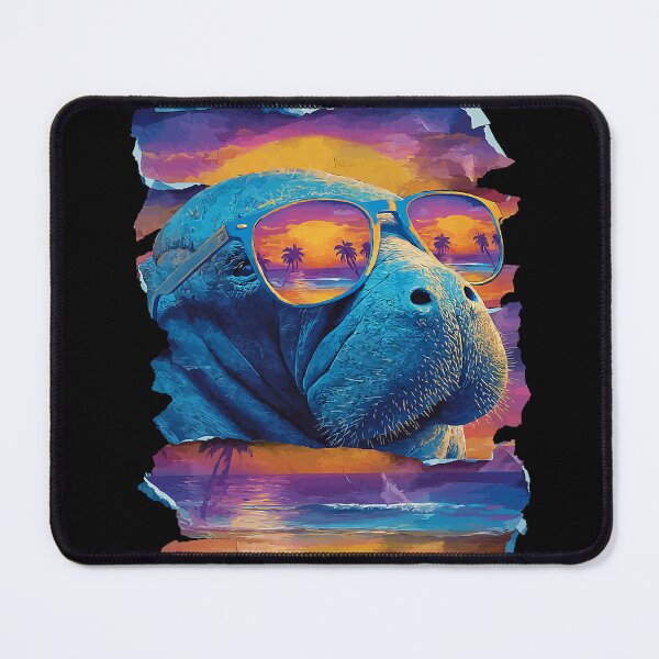 Item preview, Manatee with Sunglasses Sunset Beach Tropical Animal Summer designed and sold by Littermin.