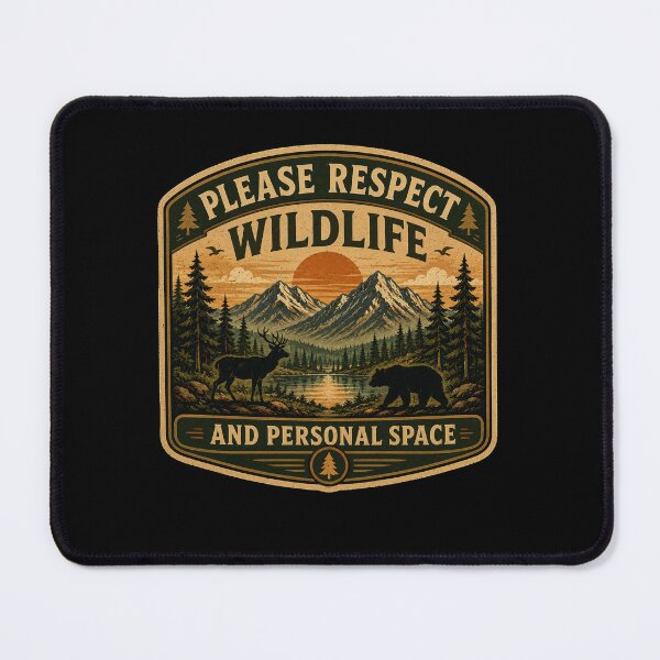 Item preview, Please Respect Wildlife And Space – Retro Hiking Introvert Nature Design designed and sold by MotylekAnia.