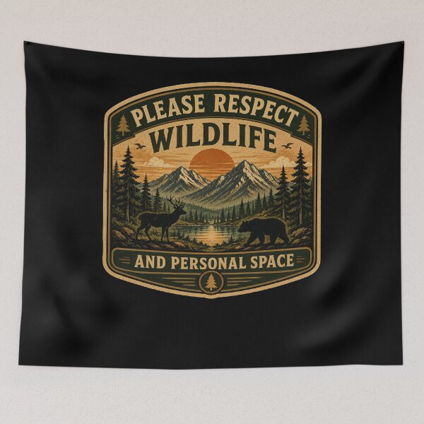 Item preview, Please Respect Wildlife And  Space – Retro Hiking Introvert Nature Design designed and sold by MotylekAnia.