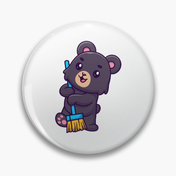 Item preview, Cute Black Bear Sweeping with Broom Cartoon designed and sold by Julieneilw.
