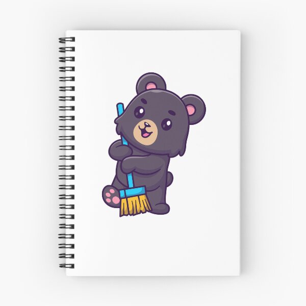 Item preview, Cute Black Bear Sweeping with Broom Cartoon designed and sold by Julieneilw.