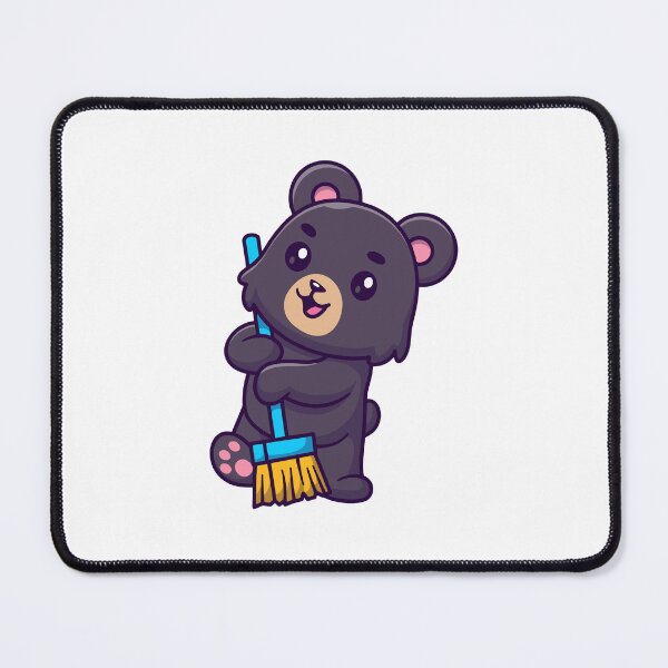 Item preview, Cute Black Bear Sweeping with Broom Cartoon designed and sold by Julieneilw.