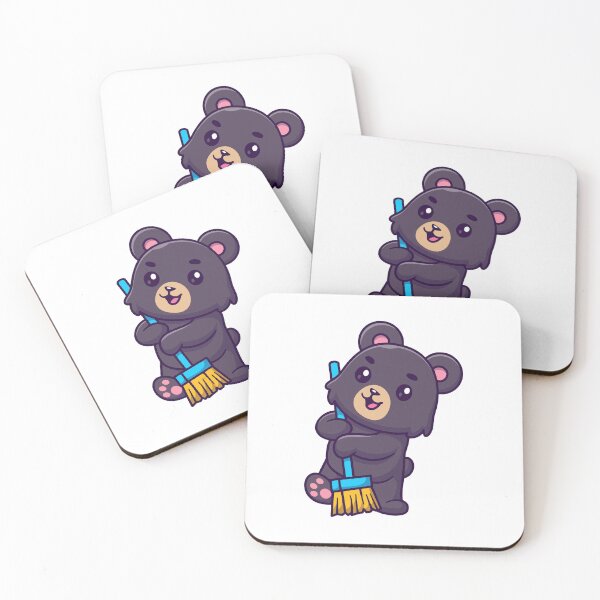 Item preview, Cute Black Bear Sweeping with Broom Cartoon designed and sold by Julieneilw.