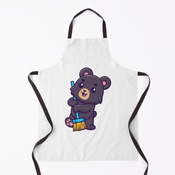 Item preview, Cute Black Bear Sweeping with Broom Cartoon designed and sold by Julieneilw.