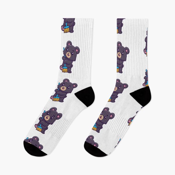 Item preview, Cute Black Bear Sweeping with Broom Cartoon designed and sold by Julieneilw.