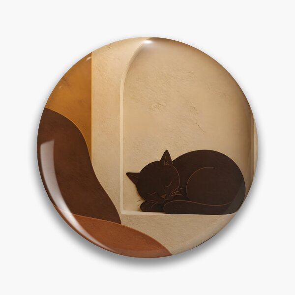 Item preview, Cozy Sleeping Cat Minimalist Terracotta Abstract Waves designed and sold by Glitchart66.