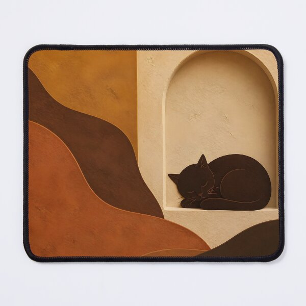 Item preview, Cozy Sleeping Cat Minimalist Terracotta Abstract Waves designed and sold by Glitchart66.