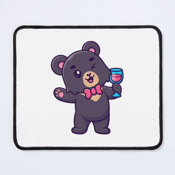 Item preview, Cute Black Bear Toasting With Wine Glass Cartoon designed and sold by Julieneilw.