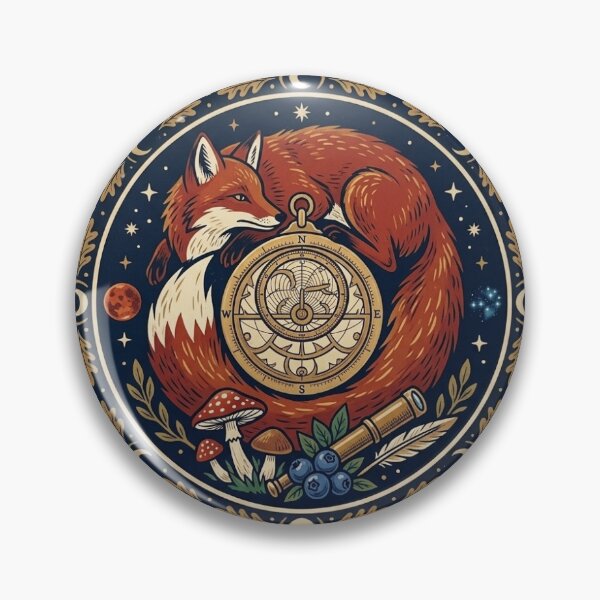 Item preview, Celestial Fox Compass Sticker designed and sold by Chipkooo.