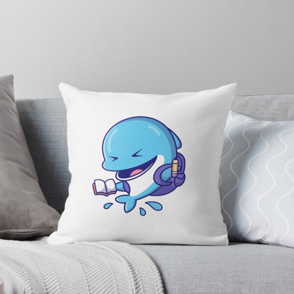 Item preview, Cute Blue Dolphin Going To School Cartoon Illustration designed and sold by Julieneilw.