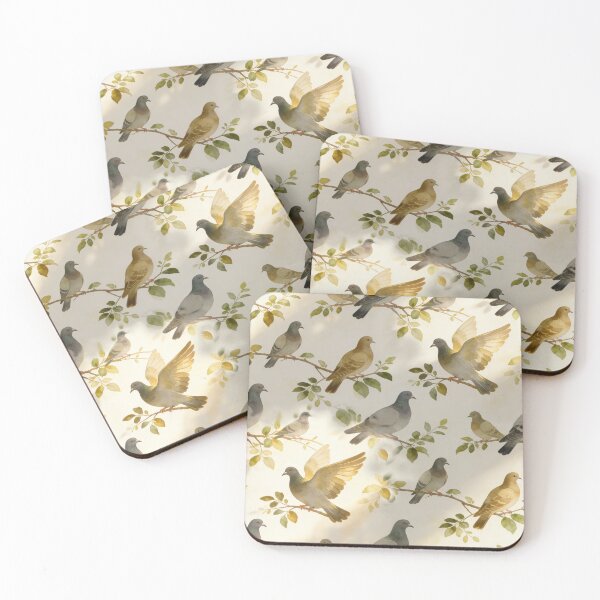 Item preview, Vintage Watercolor Pigeon and Dove Pattern designed and sold by wissal.studio.