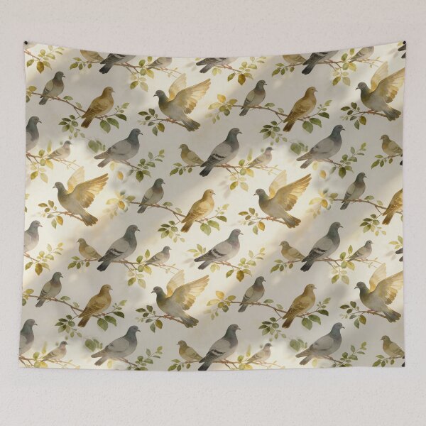 Item preview, Vintage Watercolor Pigeon and Dove Pattern designed and sold by wissal.studio.