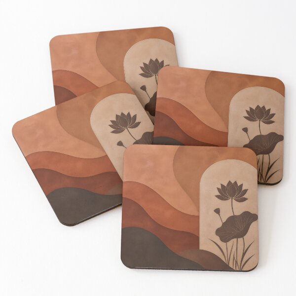 Item preview, Zen Lotus Flower Minimalist Clay Red Abstract Waves designed and sold by Glitchart66.
