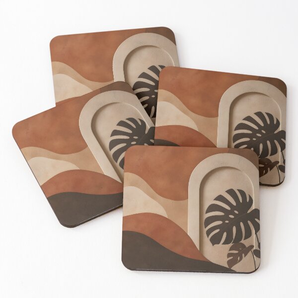 Item preview, Minimalist Monstera Leaf Earthy Waves Abstract designed and sold by Glitchart66.