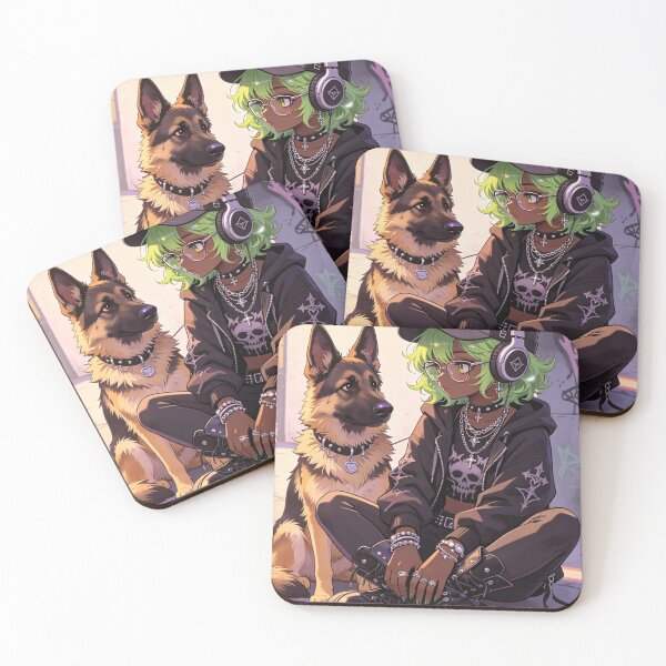Item preview, Anime Goth Girl with German Shepherd Streetwear Aesthetic designed and sold by unboxedbyJuls.
