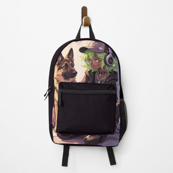Item preview, Anime Goth Girl with German Shepherd Streetwear Aesthetic designed and sold by unboxedbyJuls.