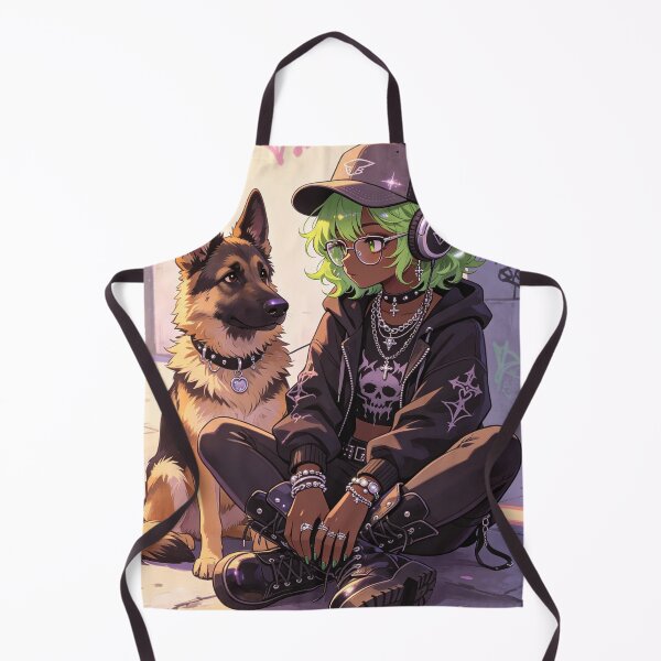 Item preview, Anime Goth Girl with German Shepherd Streetwear Aesthetic designed and sold by unboxedbyJuls.