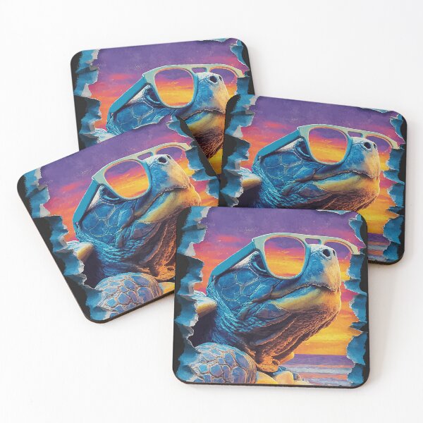 Item preview, Turtle with Sunglasses Sunset Beach Tropical Animal Summer designed and sold by Littermin.