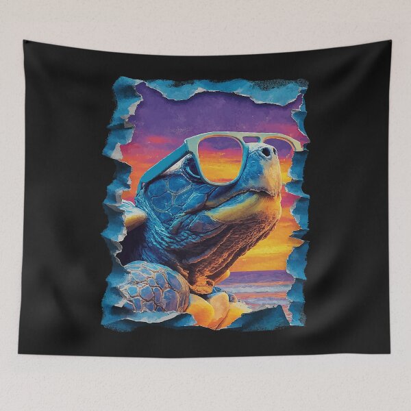 Item preview, Turtle with Sunglasses Sunset Beach Tropical Animal Summer designed and sold by Littermin.