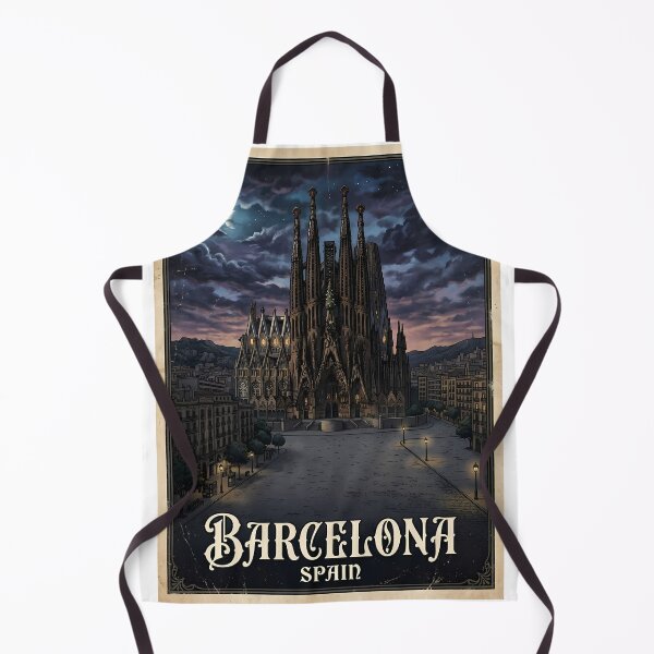 Item preview, Barcelona Spain Vintage Dark Gothic Sagrada Familia Travel Poster designed and sold by Ar0undTheW0rld.
