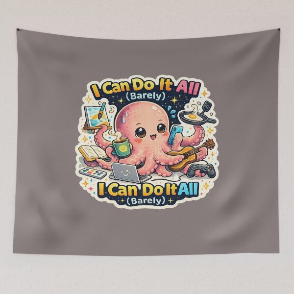 Item preview, Eight Arms Still Not Enough — Funny Overwhelmed Octopus Gift Sticker designed and sold by irfanshikh.