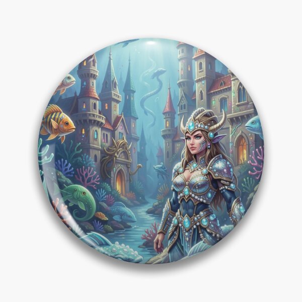 Item preview, Majestic underwater warrior in a vibrant, surreal fantasy world full of color and magic designed and sold by FotoworldEdel.
