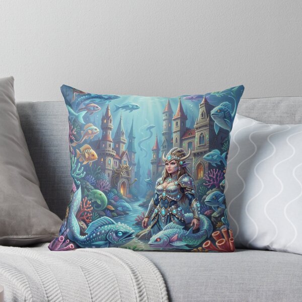 Item preview, Majestic underwater warrior in a vibrant, surreal fantasy world full of color and magic designed and sold by FotoworldEdel.