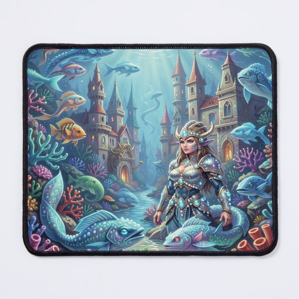 Item preview, Majestic underwater warrior in a vibrant, surreal fantasy world full of color and magic designed and sold by FotoworldEdel.