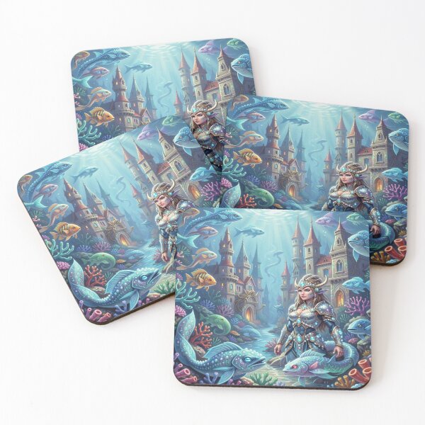 Item preview, Majestic underwater warrior in a vibrant, surreal fantasy world full of color and magic designed and sold by FotoworldEdel.