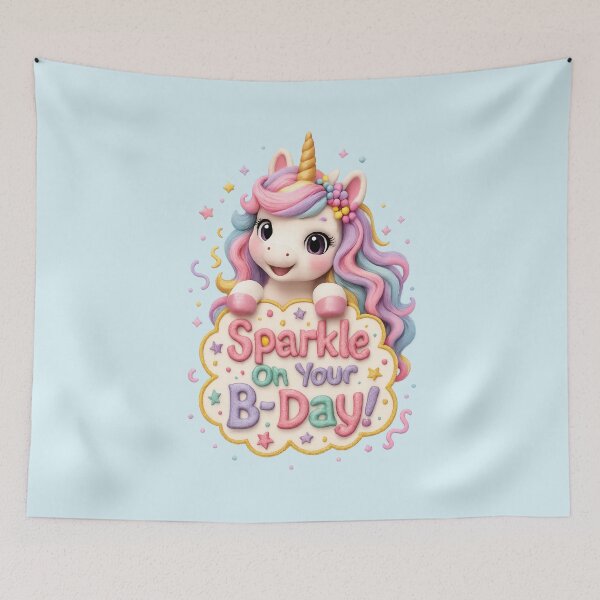 Item preview, Cute Pastel Unicorn Birthday | Kawaii 3D Happy Birthday Art designed and sold by Moons Studio.