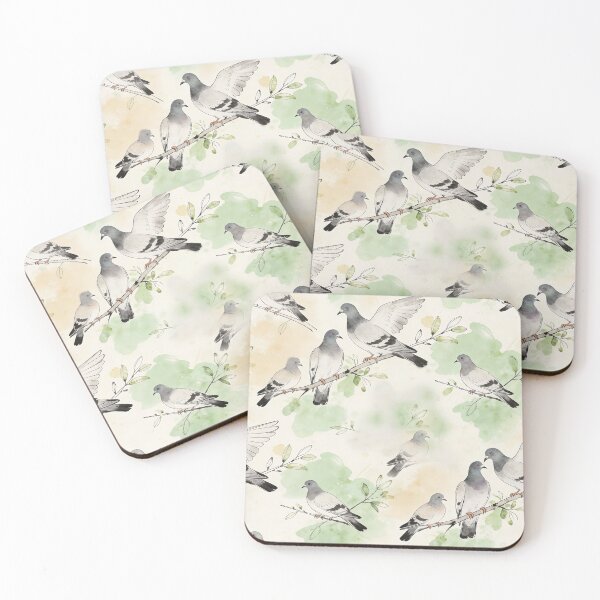 Item preview, Vintage Watercolor Pigeon on Green Branches Pattern designed and sold by Thewissal.