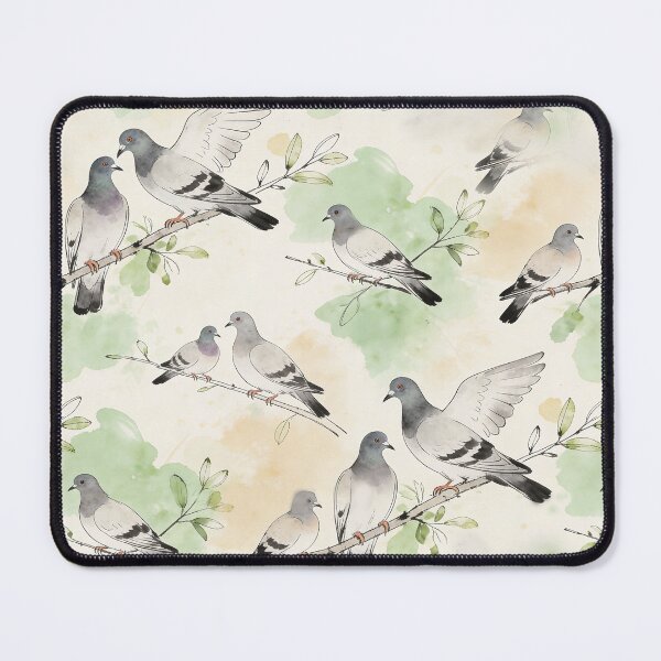 Item preview, Vintage Watercolor Pigeon on Green Branches Pattern designed and sold by wissal.studio.