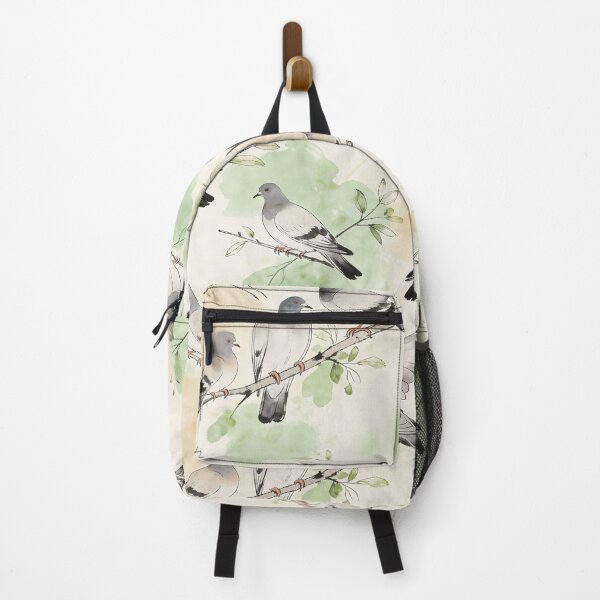 Item preview, Vintage Watercolor Pigeon on Green Branches Pattern designed and sold by wissal.studio.