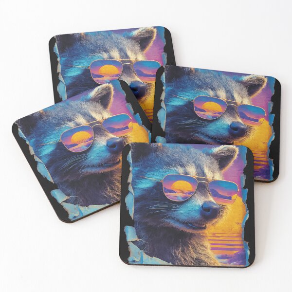 Item preview, Raccoon with Sunglasses Sunset Beach Tropical Animal Summer designed and sold by Littermin.
