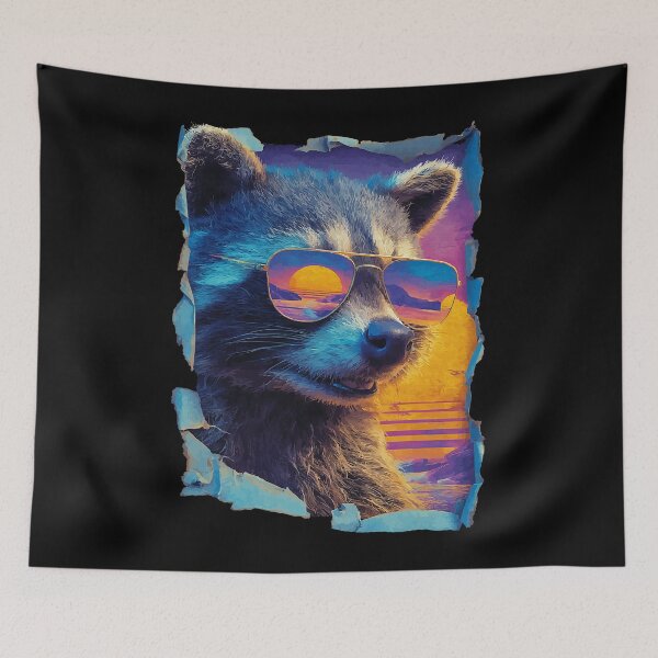Item preview, Raccoon with Sunglasses Sunset Beach Tropical Animal Summer designed and sold by Littermin.