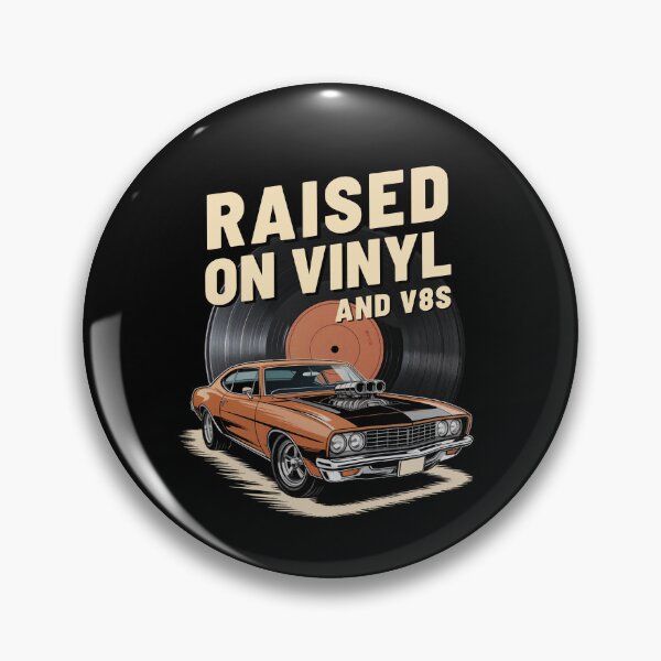 Item preview, Raised On Vinyl and V8s - Vintage Muscle Car Retro Music designed and sold by DONT ASK CLUB.