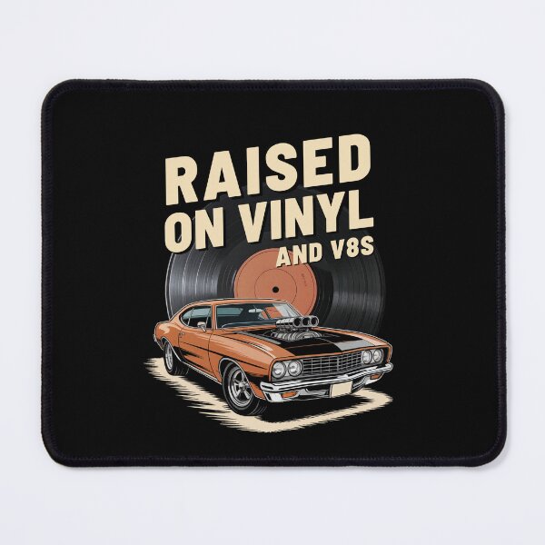 Item preview, Raised On Vinyl and V8s - Vintage Muscle Car Retro Music designed and sold by DONT ASK CLUB.
