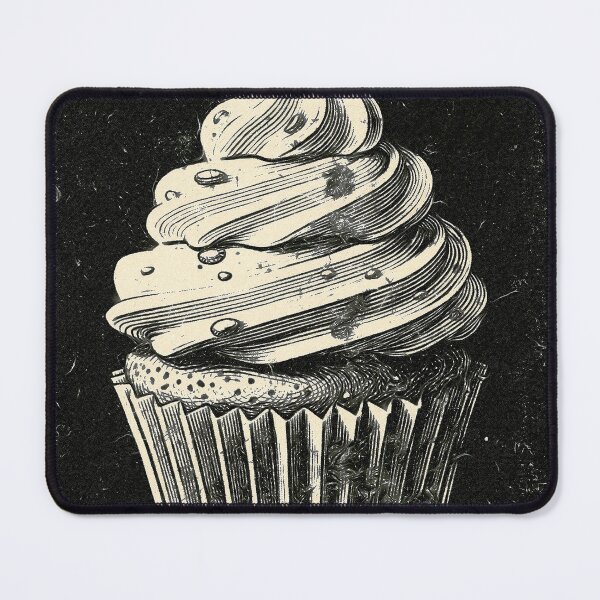 Item preview, Vintage Linocut Cupcake Dark Gothic Dessert Illustration designed and sold by Hen-C-Art.